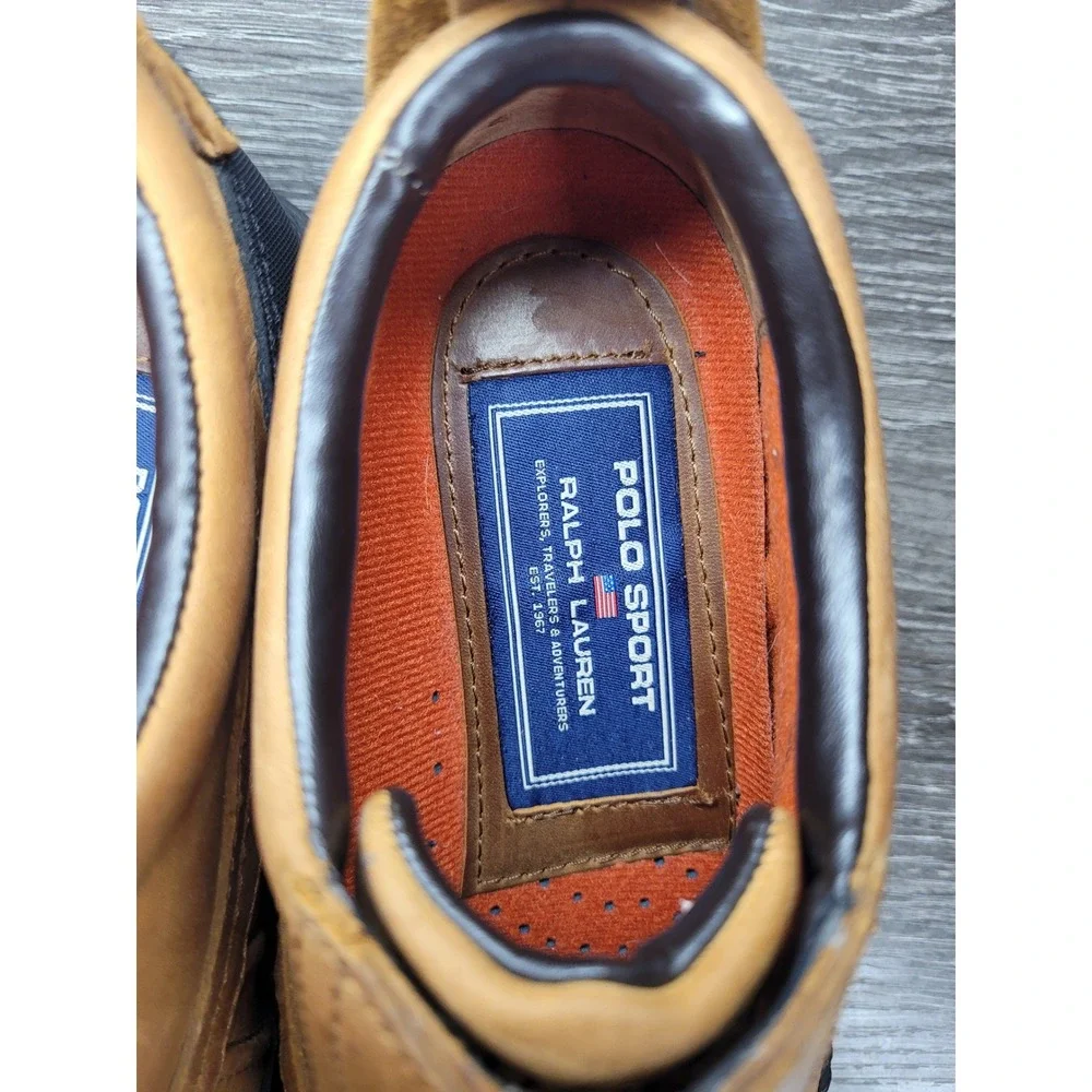 Polo Sport Ralph Lauren Women's 6B Brown Leather Front-Zip Duck Boots Low-Top